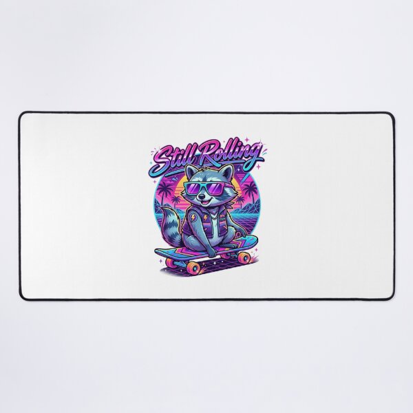 Item preview, Still Rolling Retro Synthwave Skater Raccoon designed and sold by Sanan Israyilli.