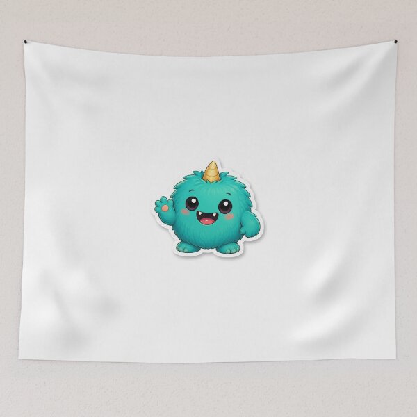 Item preview, Cute Kawaii Monster | Teal Friendly Little Monster Character designed and sold by LearnFunStore.