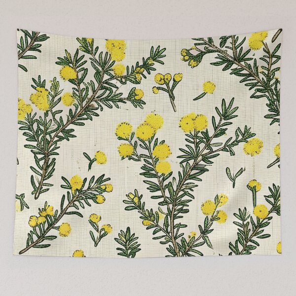 Item preview, Golden Wattle & Heath Foliage Dense Seamless Pattern designed and sold by Studio BC.
