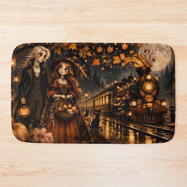 Item preview, Halloween Steam Train at Forest Station designed and sold by sigmaartstudio.