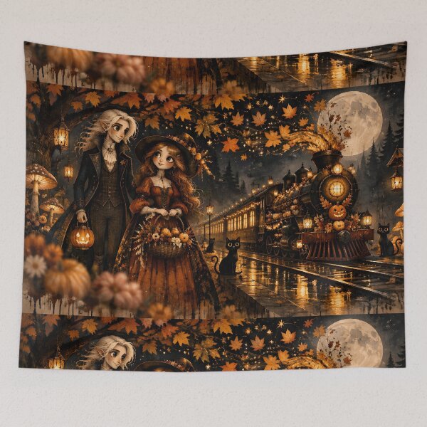 Item preview, Halloween Steam Train at Forest Station designed and sold by sigmaartstudio.