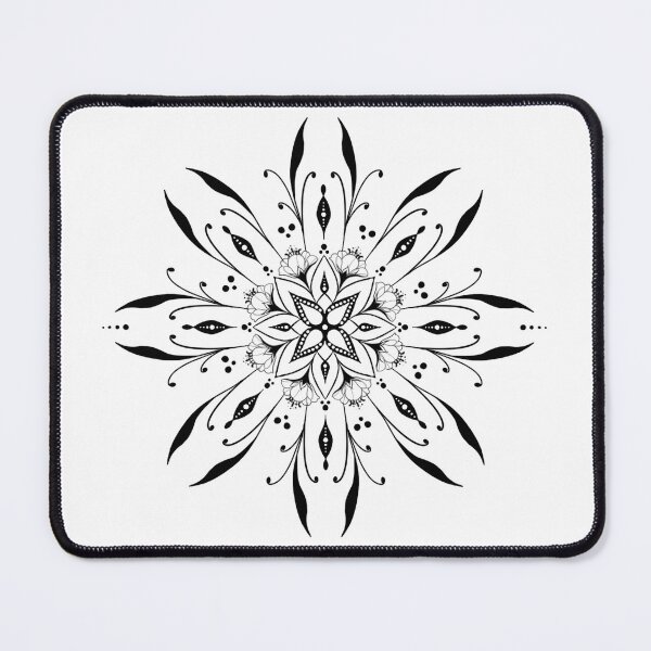 Item preview, Botanical Floral Mandala – Black Line Art Dotwork Design designed and sold by LolaCrea-Art.