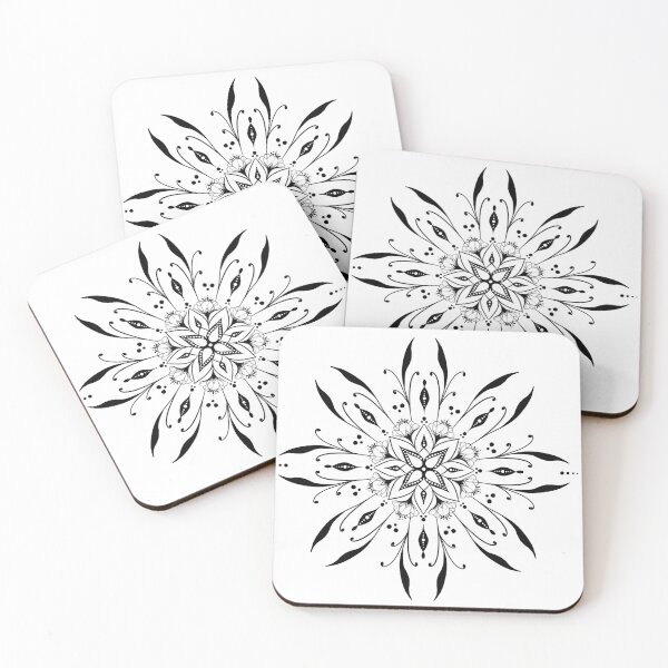 Item preview, Botanical Floral Mandala – Black Line Art Dotwork Design  designed and sold by LolaCrea-Art.