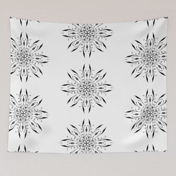 Item preview, Botanical Floral Mandala – Black Line Art Dotwork Design  designed and sold by LolaCrea-Art.