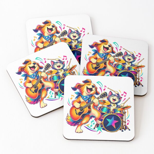 Item preview, Dog and Cat Rock Band Music Lovers Design designed and sold by RDproject.