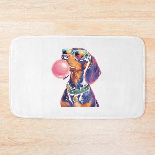 Item preview, Cute Black Dachshund Wearing Sunglasses and Chewing Bubble Gum Illustration designed and sold by Zoro3sword.