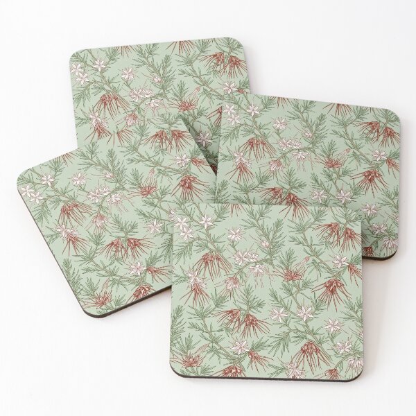 Item preview, Red Spider Flower Grevillea Sage Green Pattern designed and sold by Studio BC.
