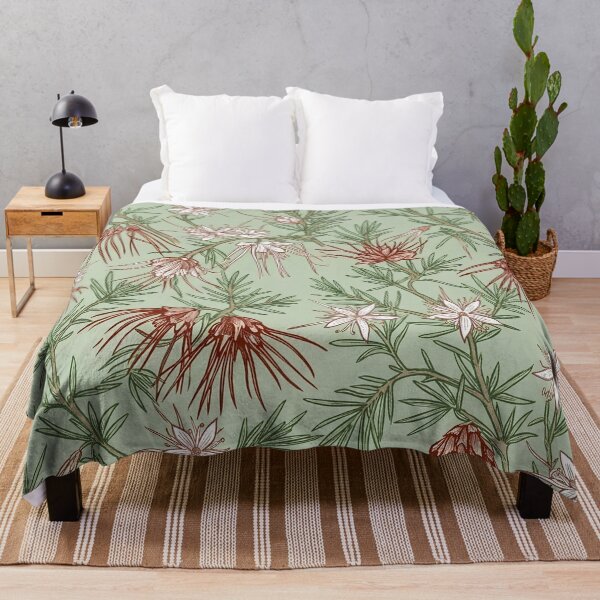 Item preview, Red Spider Flower Grevillea Sage Green Pattern designed and sold by Studio BC.