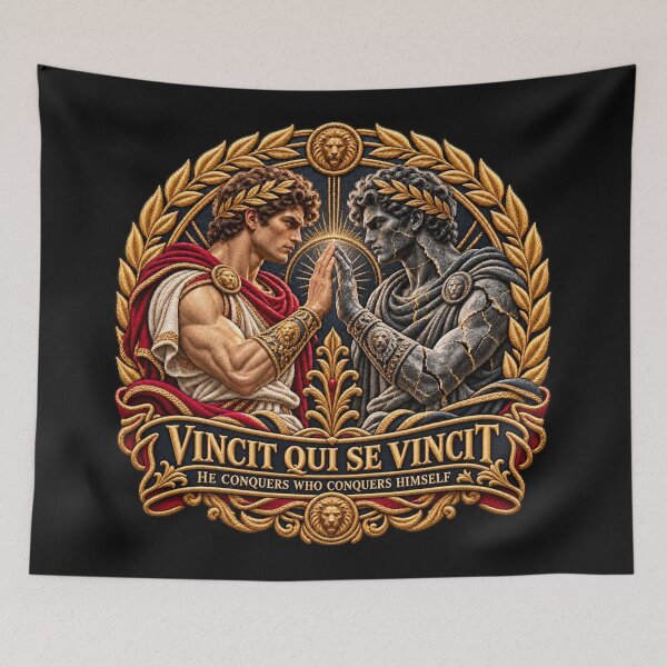 Item preview, Roman Stoic Embroidery – Vincit Qui Se Vincit Self Mastery Art designed and sold by Emoji Emblems.