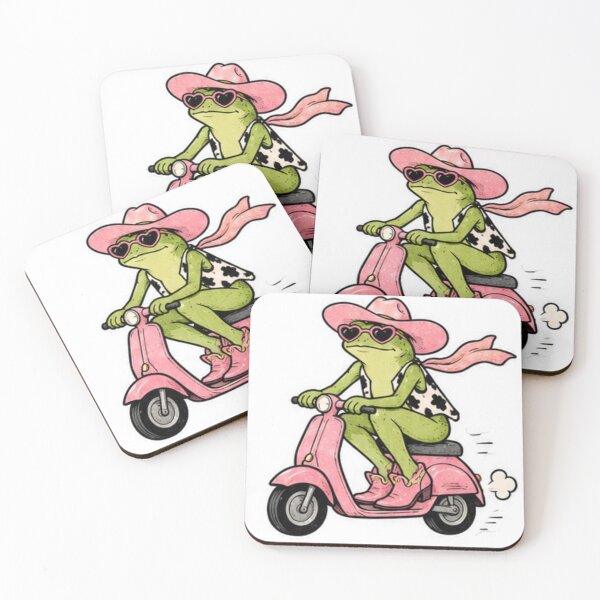 Item preview, Frog on a Moped – Cute Cottagecore Frog Sticker designed and sold by HotMessPresss.