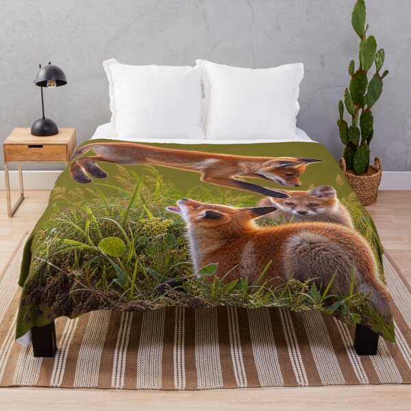 Item preview, Three Playful Fox Kits in Meadow Grass designed and sold by Medve Photography & Design.