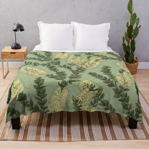 Item preview, Cream Lemon Bottlebrush Olive Sage Botanical Pattern designed and sold by Studio BC.