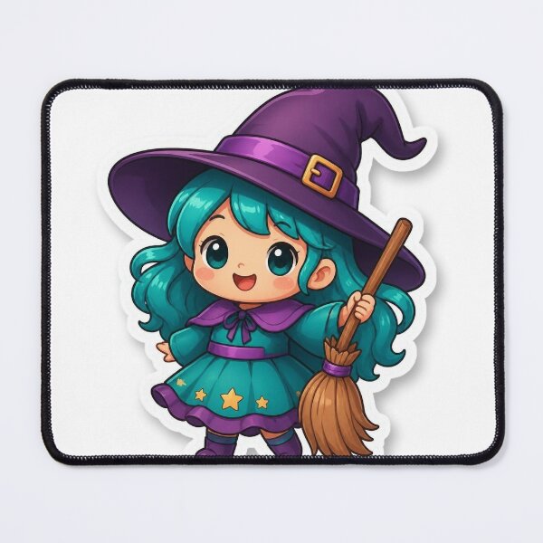 Item preview, Cute Kawaii Witch | Little Witch and Broom Halloween Character designed and sold by LearnFunStore.