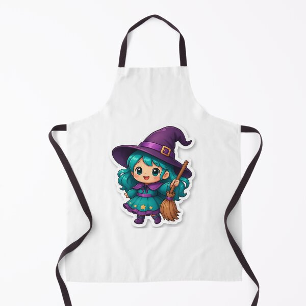 Item preview, Cute Kawaii Witch | Little Witch and Broom Halloween Character designed and sold by LearnFunStore.