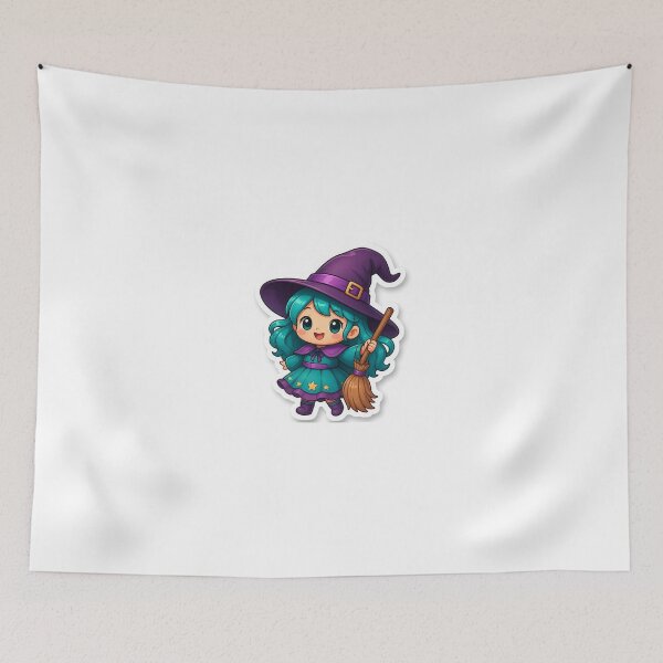Item preview, Cute Kawaii Witch | Little Witch and Broom Halloween Character designed and sold by LearnFunStore.