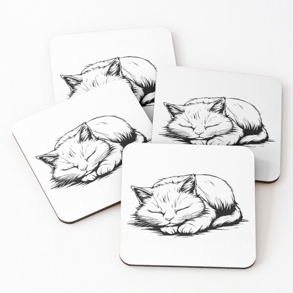 Item preview, Cute Lazy Sleeping Cat Minimalist Line Art designed and sold by Digital Design Market.