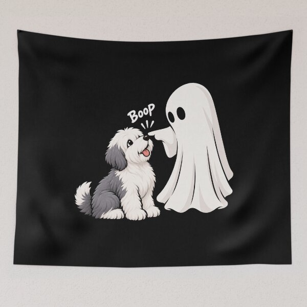 Item preview, Funny Ghost Old English Sheepdog Boop Halloween Design Mom Dad designed and sold by rafaeltto.
