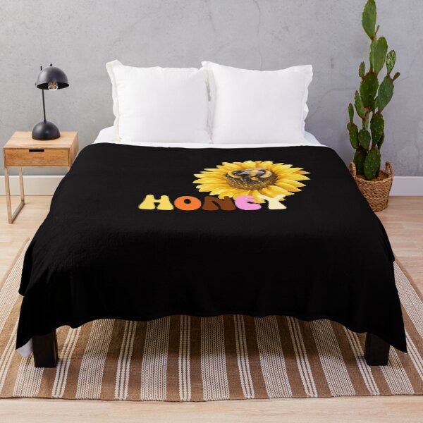 Item preview, honey retro groovy 70s sunflower bee typography designed and sold by stileepensieri.
