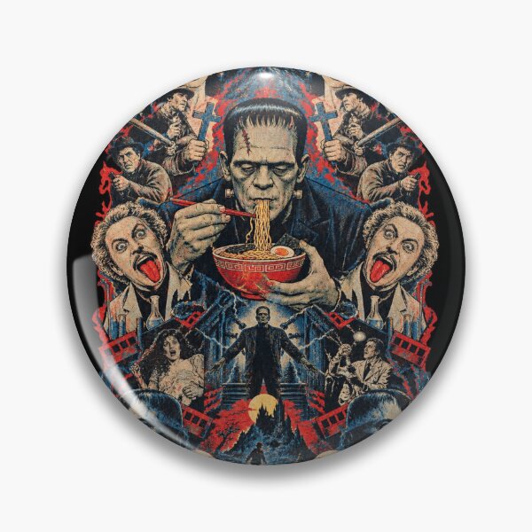 Item preview, Frankenstein Monster Eating Ramen - Vintage Lab Horror Collage designed and sold by BRTHRCNK01.