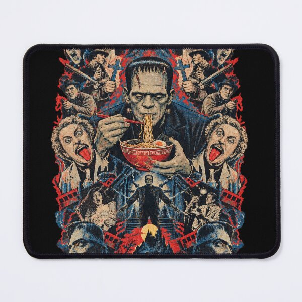 Item preview, Frankenstein Monster Eating Ramen - Vintage Lab Horror Collage designed and sold by BRTHRCNK01.