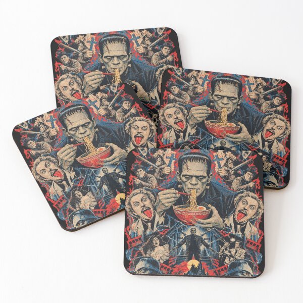 Item preview, Frankenstein Monster Eating Ramen - Vintage Lab Horror Collage designed and sold by BRTHRCNK01.