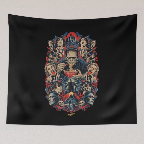 Item preview, Frankenstein Monster Eating Ramen - Vintage Lab Horror Collage designed and sold by BRTHRCNK01.