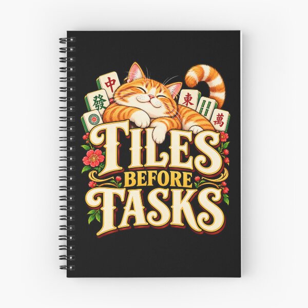 Item preview, Tiles Before Tasks Cute Cat Mahjong Game Night Humor designed and sold by Trendably.