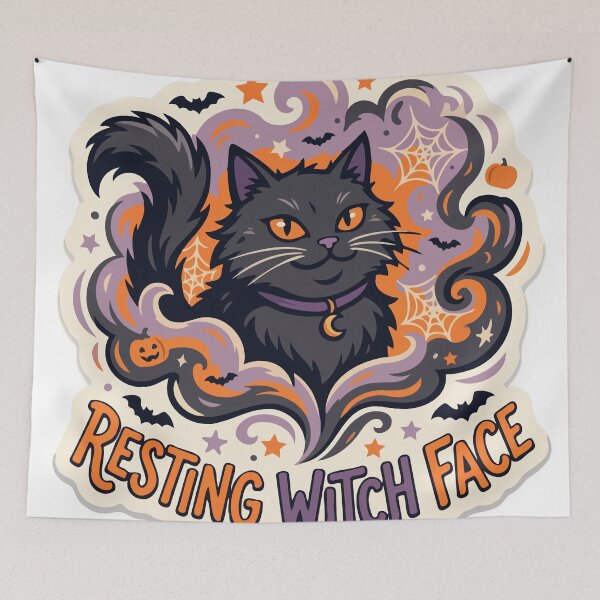 Item preview, Resting Witch Face - Cute & Spooky Black Cat Halloween Design designed and sold by YasminTaha.