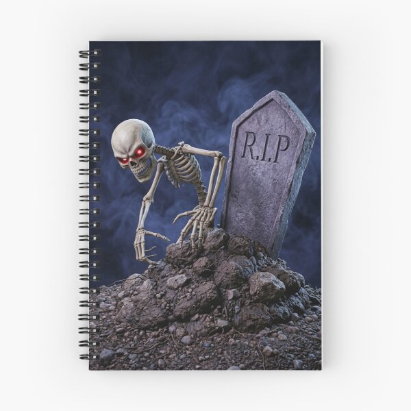 Artikelvorschau, Illustration eines Skeletts, das aus seinem Grab aufsteigt entworfen und verkauft von Vintage Designs +.