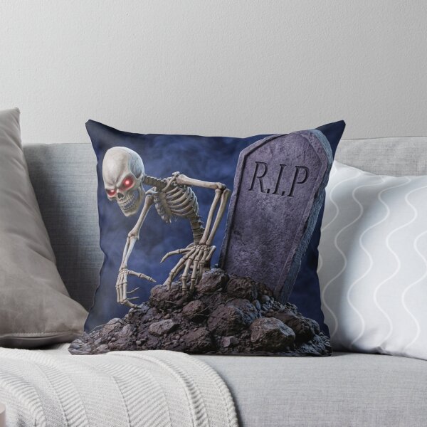 Artikelvorschau, Illustration eines Skeletts, das aus seinem Grab aufsteigt entworfen und verkauft von Vintage Designs +.