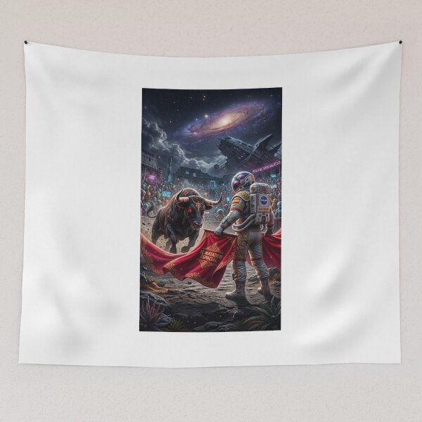 Item preview, Cosmic Matador Astronaut vs Space Bull: Pop Surrealism Sci-Fi Art designed and sold by Rain-Road.