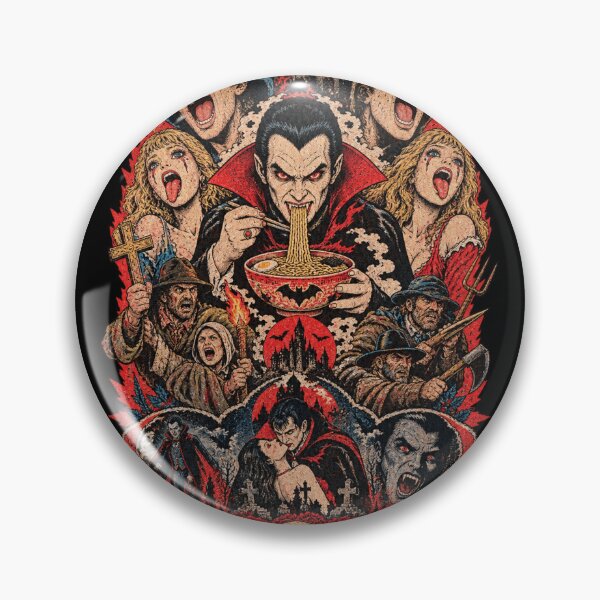 Item preview, Dracula Vampire Eating Ramen - Vintage Gothic Castle Horror Collage designed and sold by BRTHRCNK01.