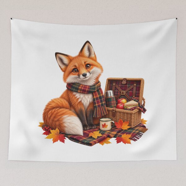Item preview, Cute Scottish Red Fox Enjoying a Cosy Autumn Picnic designed and sold by MaedK.