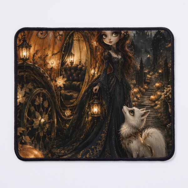 Item preview, Pumpkin Carriage with Woman and White Fox designed and sold by sigmaartstudio.