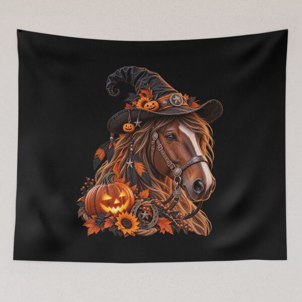 Item preview, Western Halloween Horse – Witch Hat & Pumpkin designed and sold by QuarterHorseArt by Just my Studio.