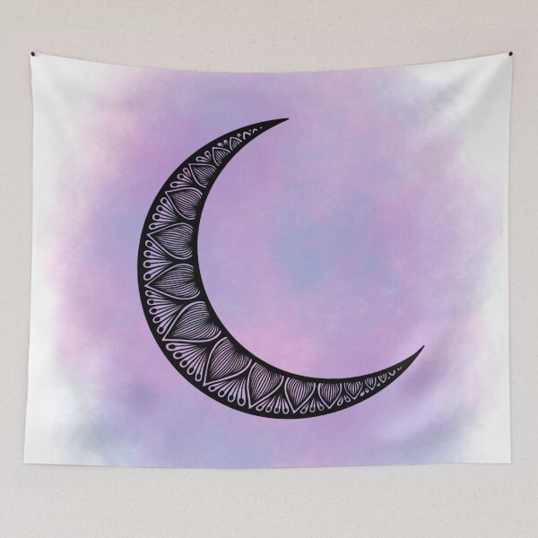 Item preview, Celestial Crescent Moon Zentangle Watercolor Art designed and sold by FioreDiCiliegio.