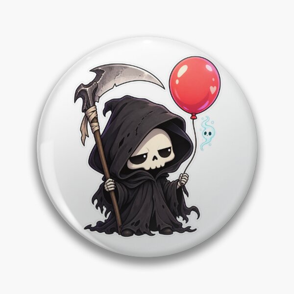 Item preview, Reaper with a Balloon Cute Dark Sticker designed and sold by Ashen Threads Studio.