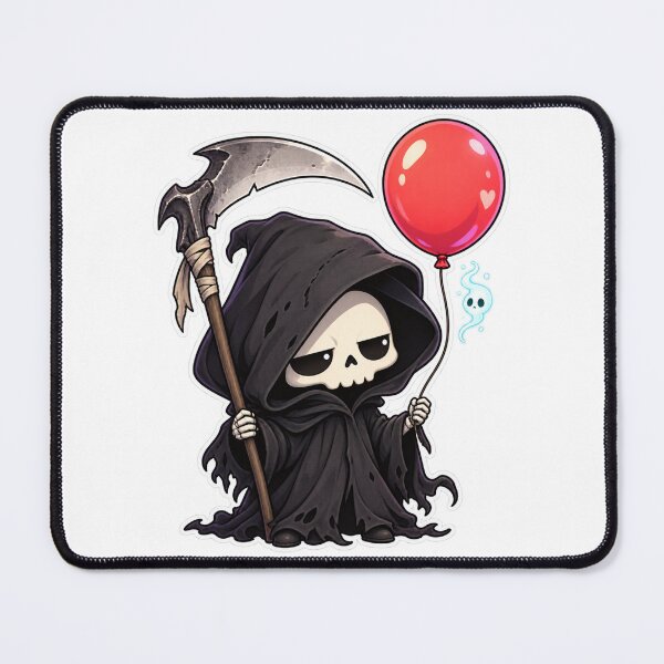 Item preview, Reaper with a Balloon Cute Dark Sticker designed and sold by Ashen Threads Studio.