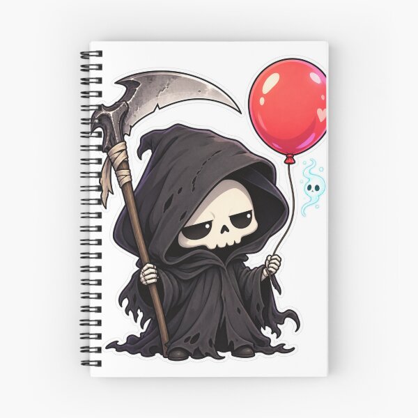 Item preview, Reaper with a Balloon Cute Dark Sticker designed and sold by Ashen Threads Studio.