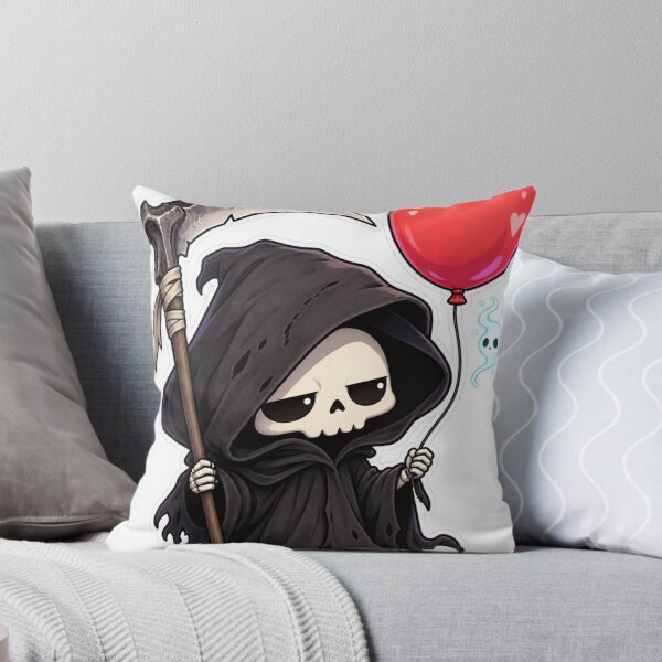 Item preview, Reaper with a Balloon Cute Dark Sticker designed and sold by Ashen Threads Studio.