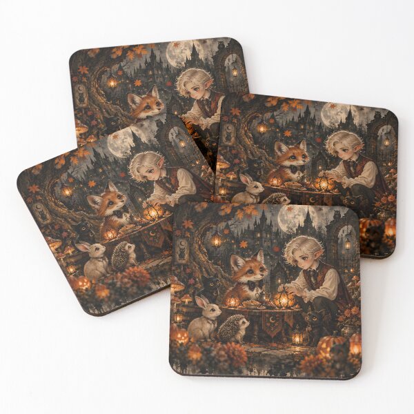 Item preview, Enchanted Halloween Garden with Woodland Animals designed and sold by sigmaartstudio.