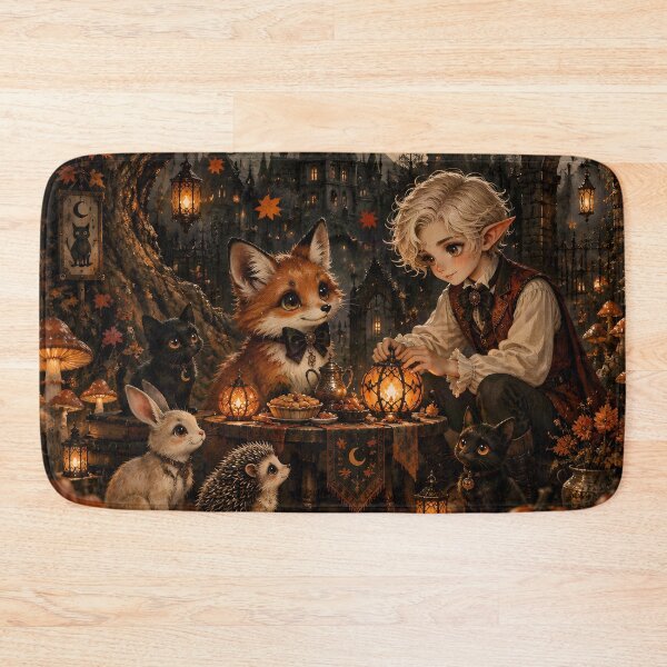 Item preview, Enchanted Halloween Garden with Woodland Animals designed and sold by sigmaartstudio.