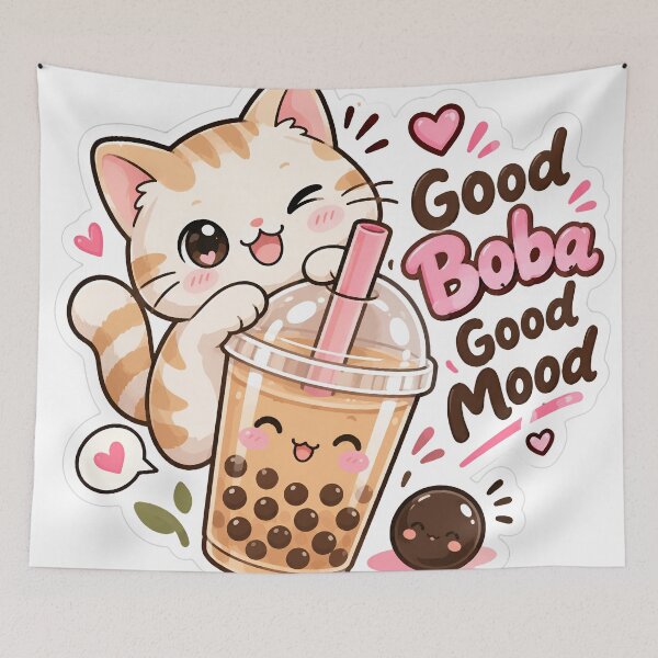 Item preview, Cute Cat Boba Good Mood Sticker designed and sold by Charul2dartist.