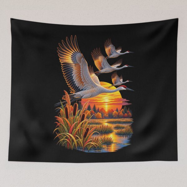 Item preview, Crane Flock Over Marsh designed and sold by RockitBaby.