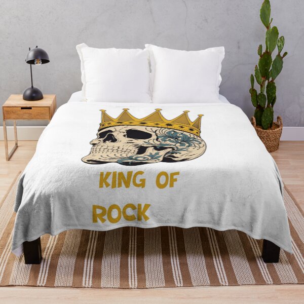 Item preview, king of rock skull gold crown retro tattoo typography  designed and sold by stileepensieri.