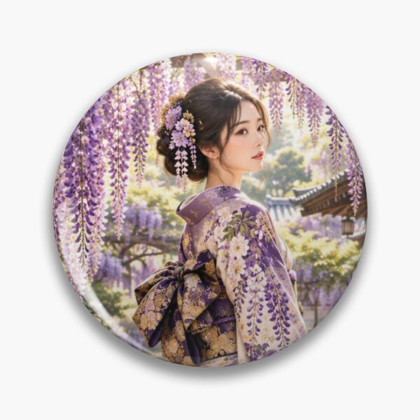 Item preview, Japanese Kimono Woman in a Wisteria Garden designed and sold by vekotpu.