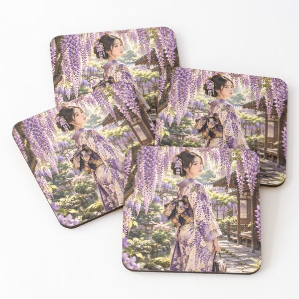 Item preview, Japanese Kimono Woman in a Wisteria Garden designed and sold by vekotpu.