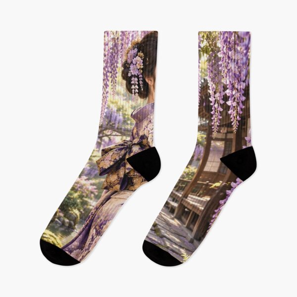 Item preview, Japanese Kimono Woman in a Wisteria Garden designed and sold by vekotpu.