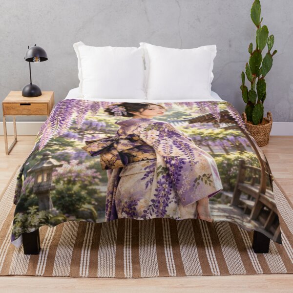 Item preview, Japanese Kimono Woman in a Wisteria Garden designed and sold by vekotpu.