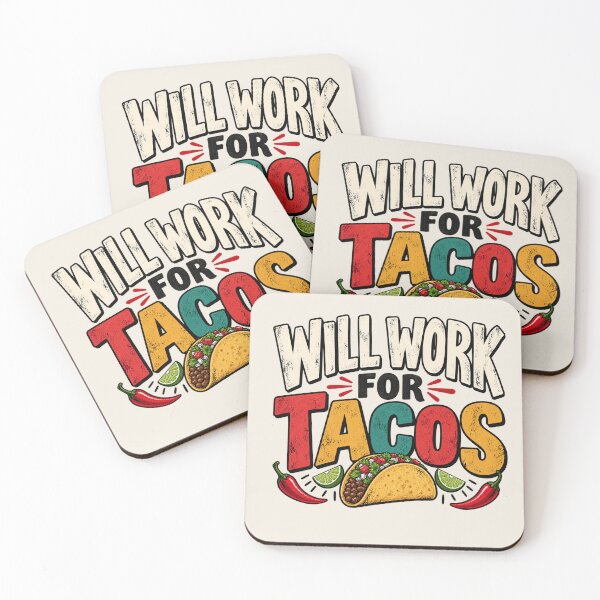 Item preview, Will Work for Tacos Retro Mexican Food Grunge Design designed and sold by MetaModel Editions.